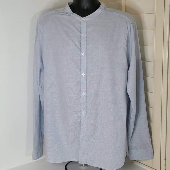 Kenneth Cole Banded Collar Longsleeve Dress Shirt - Picture 1 of 10